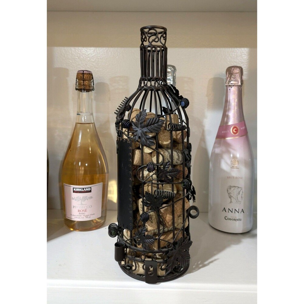Wine Cork Holder Metal Bottle Decor Rustic Kitchen Bar Countertop